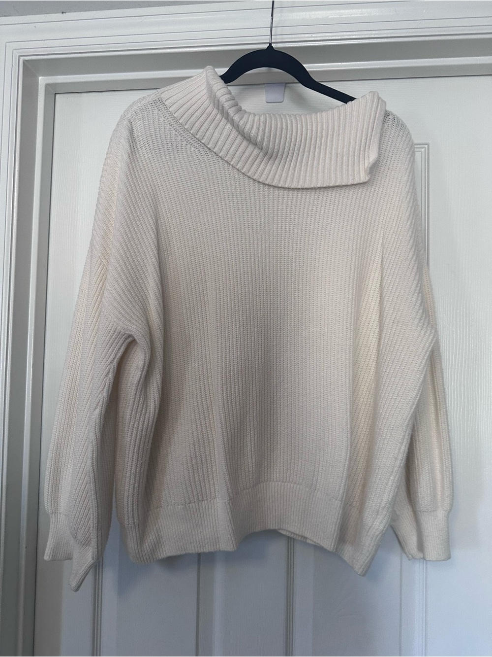 Talbots Cream Split Neck Ribbed Cotton & Wool Blend Sweater - Size 2X